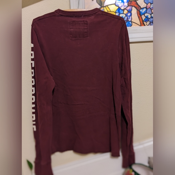 Abercrombie & Fitch men's large long sleeve shirt burgundy vintage maroon - Picture 4 of 5